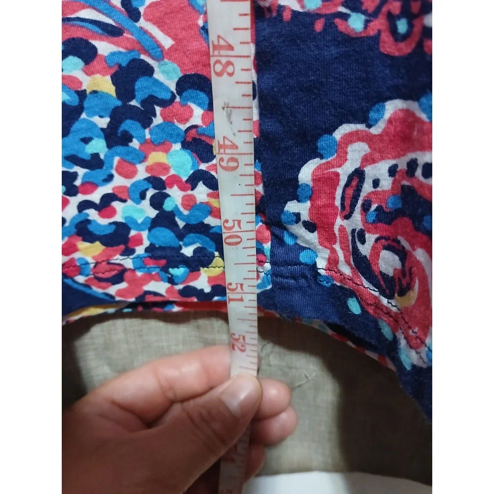 Lilly Pulitzer Pima Cotton Maxi Dress Pink Navy Paisley V-Neck XS 3/4 Sleeve
